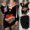 Limited Edition - Off Shoulder Deep V-Neck Lace Up Long Sleeve Pullover VX22